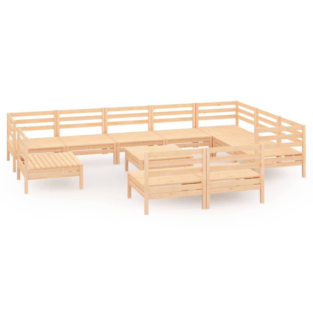 Juego De Muebles De Jardín 11 Piezas Madera Maciza De Pino / Vetonek_0
