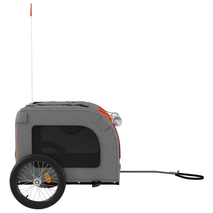 Vidaxl Remolque De Bicicleta Mascotas Hierro Tela Oxford Naranja Gris_5