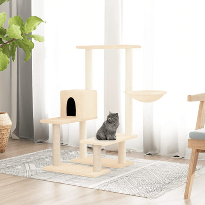 Rascador Para Gatos Con Postes De Sisal Color Crema 94,5 Cm_1