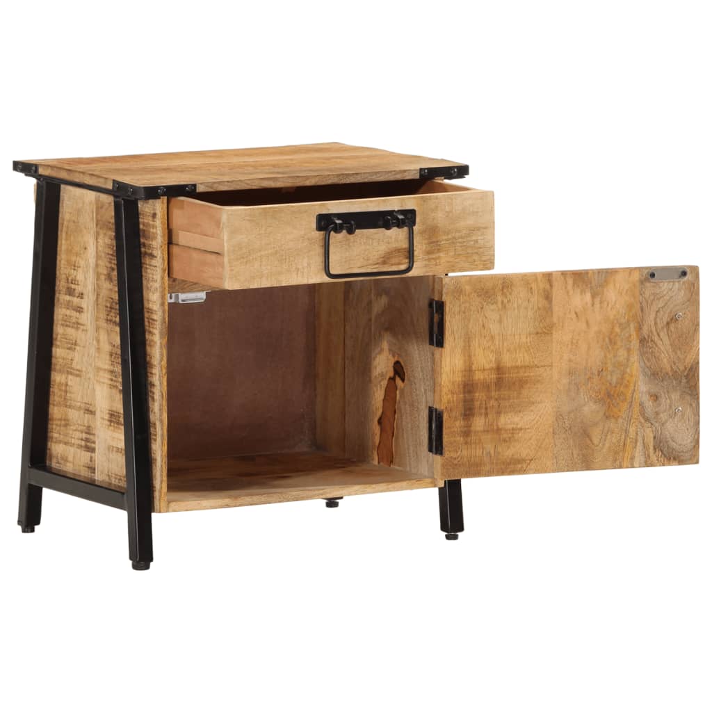 Mesita De Noche Madera Maciza De Mango 40x30x42 Cm_0