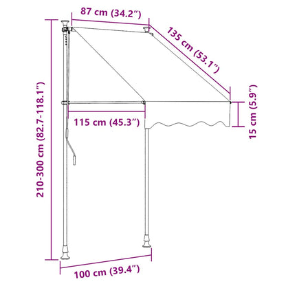 Toldo Retráctil De Operación Manual Color Crema 100 Cm_5