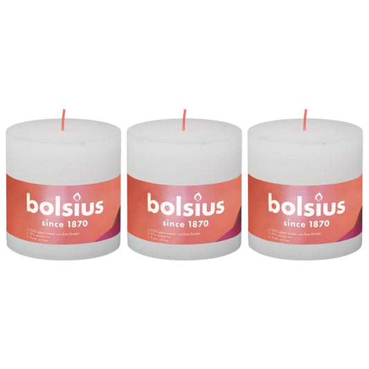 Bolsius Velas Rústicas Shine 3 Unidades Blanco Turbio 100x100 Mm_0