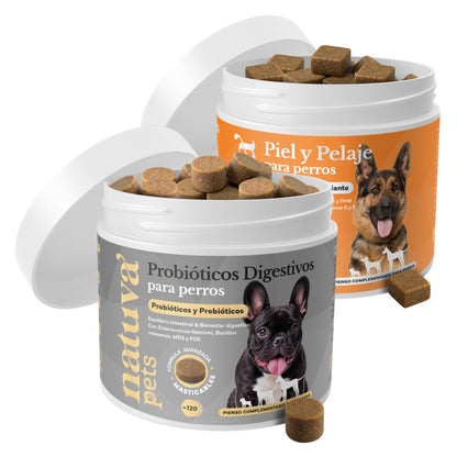 Pack Probiótico + Aceite De Salmón Para Perros. Suplementos Mascotas. 240 Masticables. Natuva Pets_0