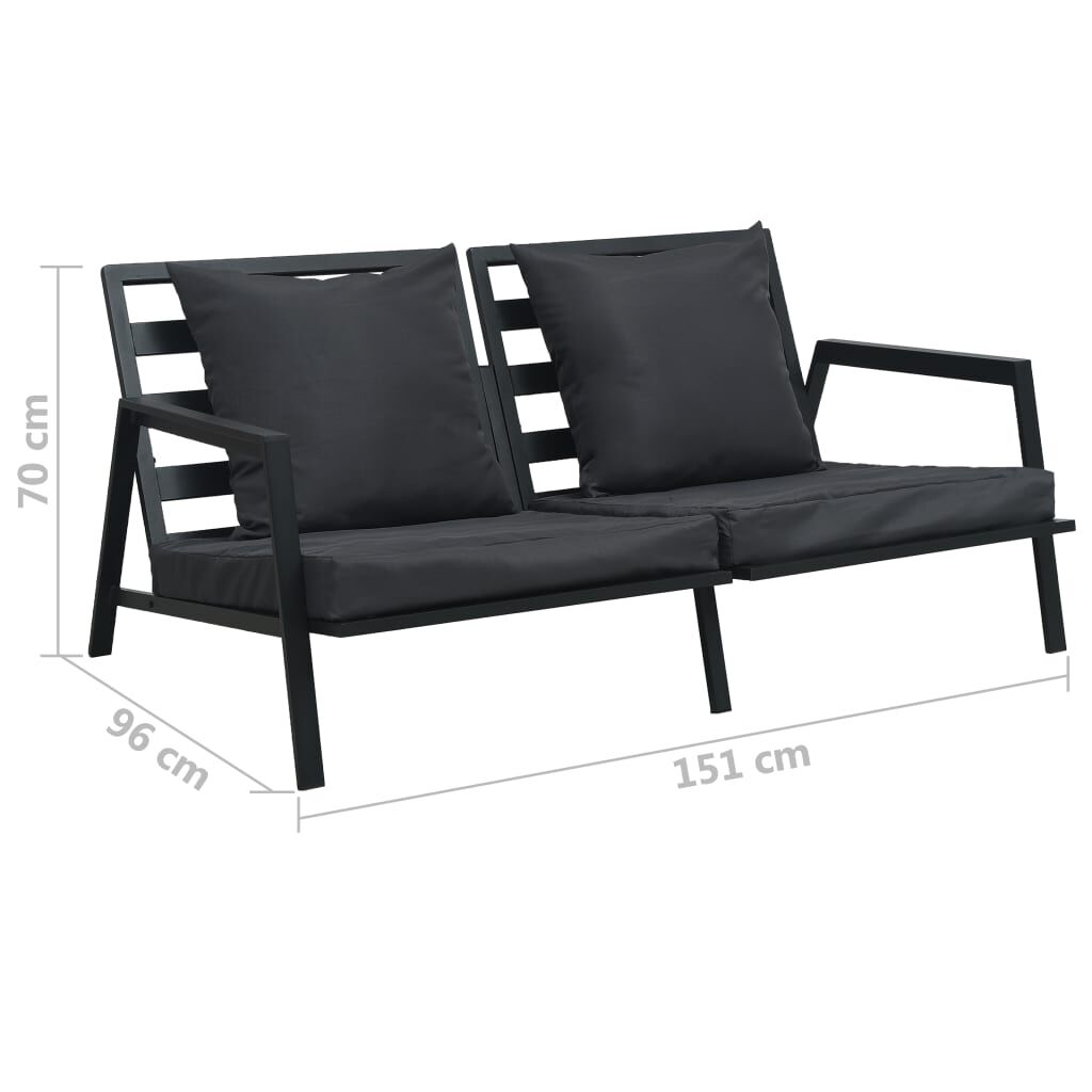 Vidaxl Muebles De Jardín 5 Pzas Y Cojines De Aluminio Gris Oscuro_2