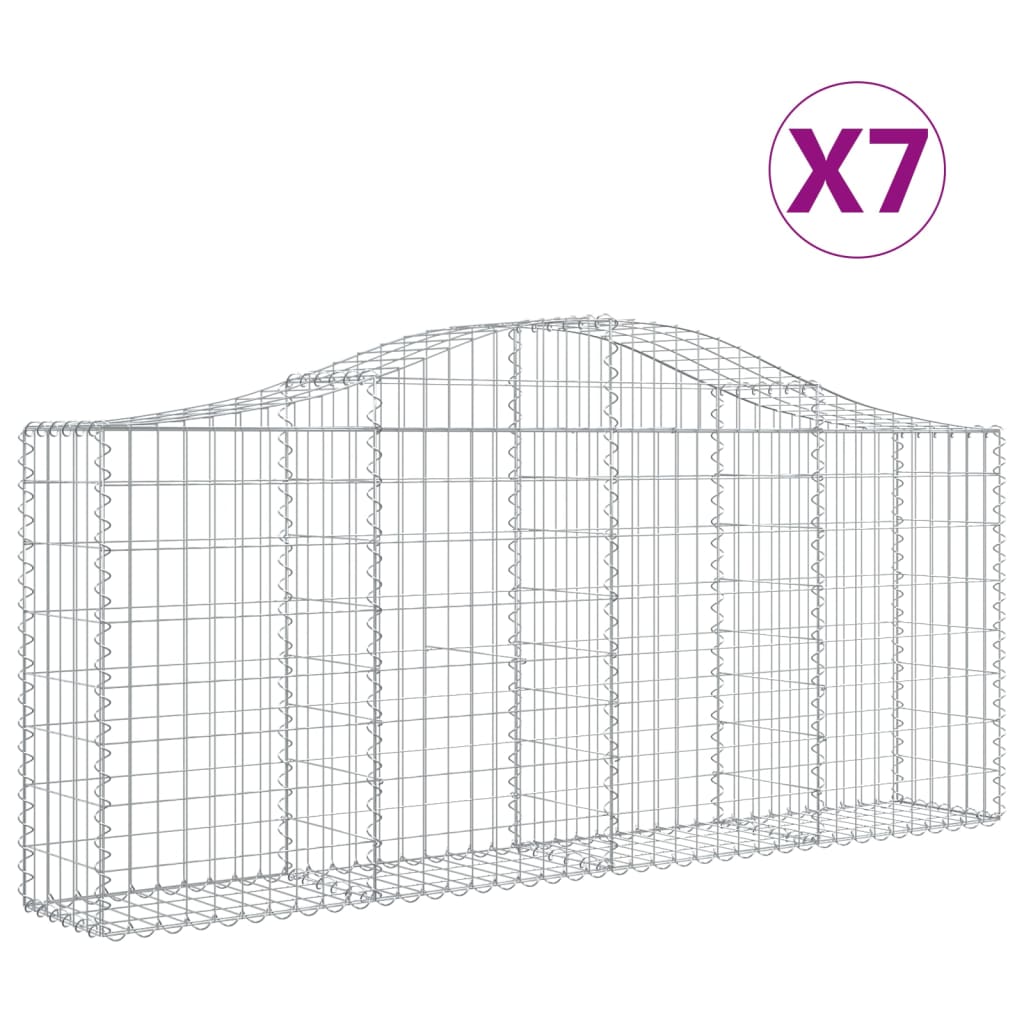 Cestas De Gaviones 7 Uds Forma De Arco Hierro 200x30x80/100 Cm_0