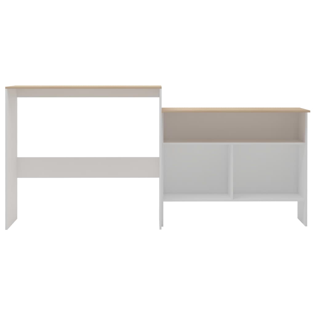 Mesa Alta De Bar Con 2 Tableros Blanco Y Roble 130x40x120 Cm_1