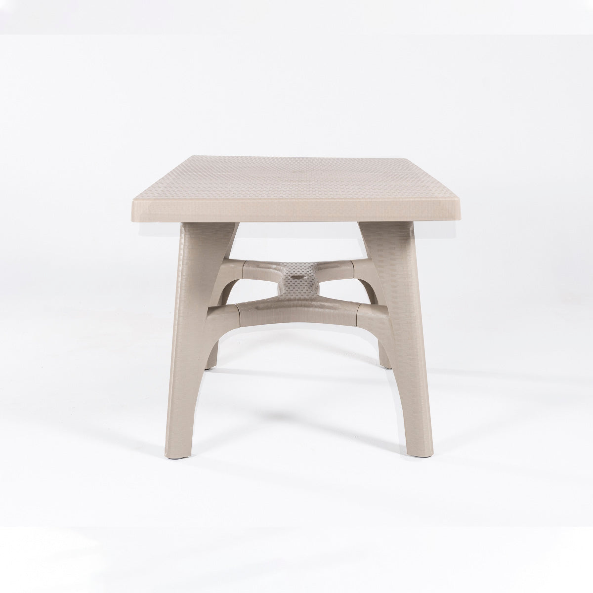 Mesa Terraza Rectangular De 140x80x73 Cm, Rectangular, Resina, Color Arena_3
