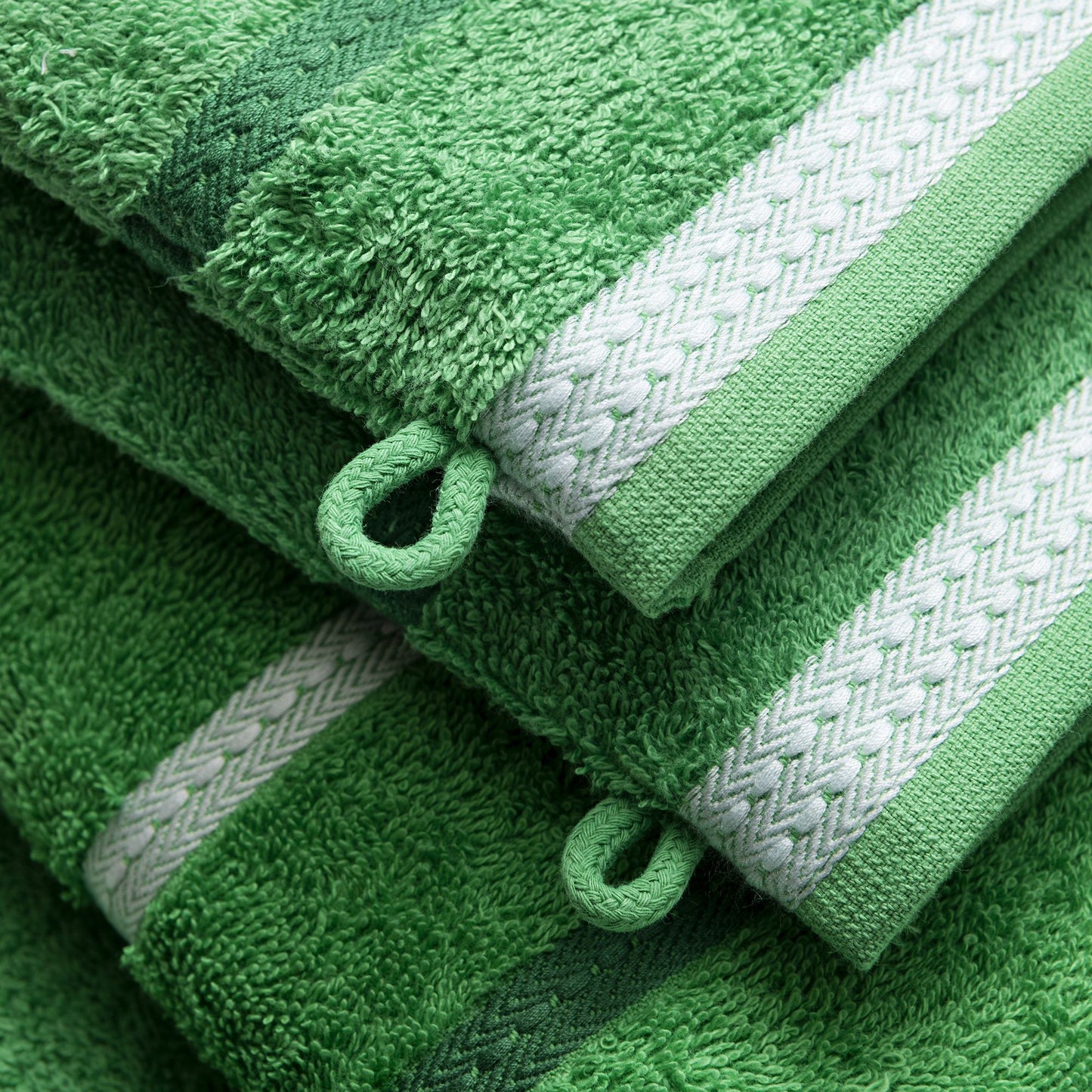 Set 4pc Toalla De Baño (1pc Toalla 50x90 + 1pc Toalla 70x140 Cm + 2pc Guantes De Ducha 15x21cm) 100% Algodón 450gsm Verde Rainbow_4