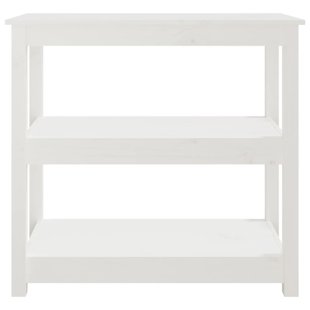 Mesa Consola De Madera Maciza De Pino Blanco 80x40x74 Cm_3
