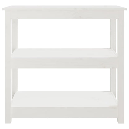 Mesa Consola De Madera Maciza De Pino Blanco 80x40x74 Cm_3
