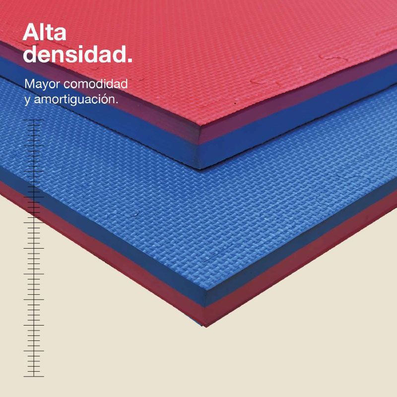 Tatami Puzzle 4cm 100x100cm, Pack 4 Unidades – Superficie T Azul/rojo Jowy_1