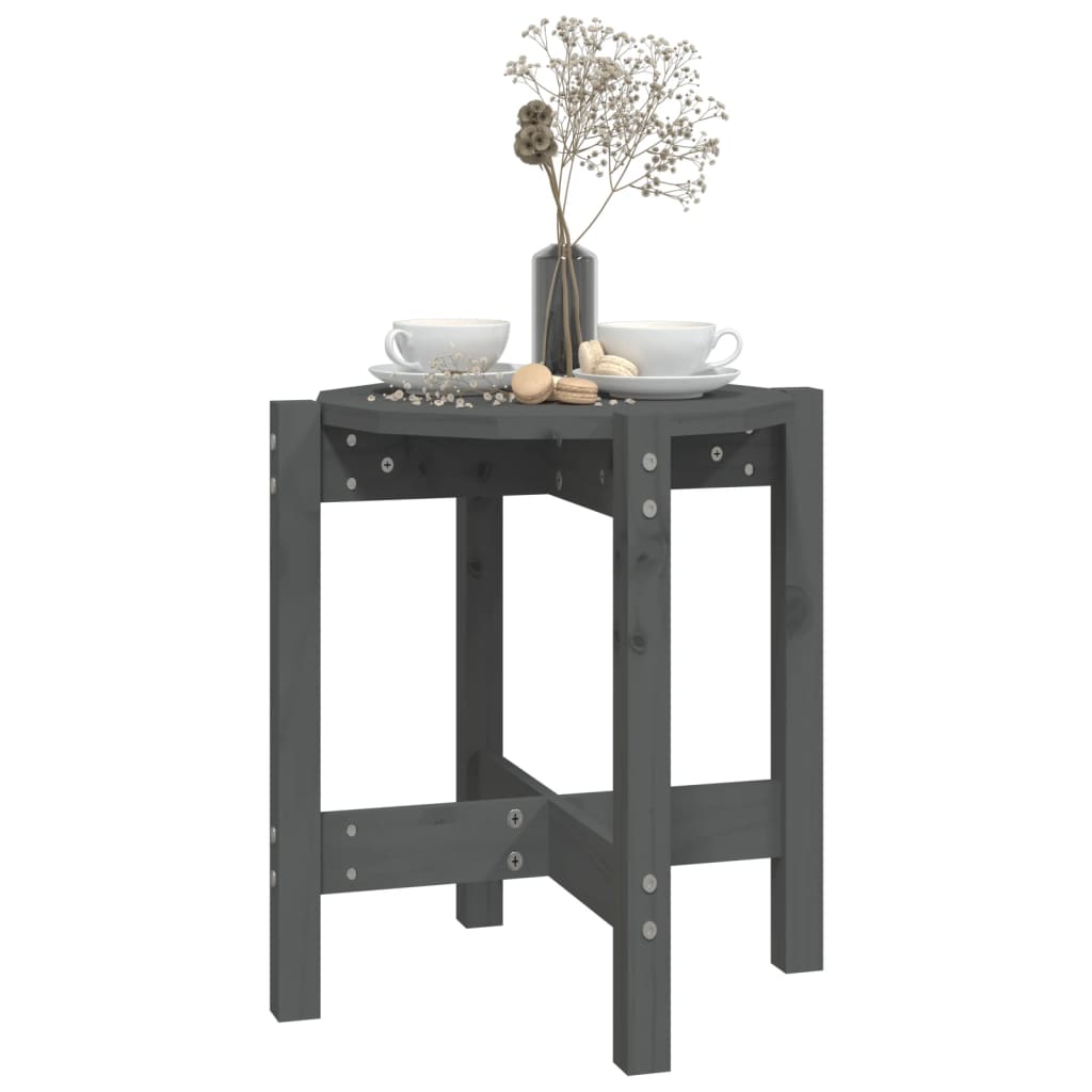 Mesa De Centro De Madera Maciza De Pino Gris Ø42,5x45 Cm_2
