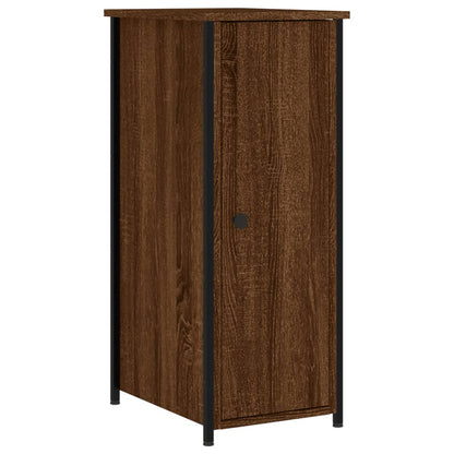 Mesita De Noche Madera De Ingeniería Marrón Roble 32x42x80 Cm_0