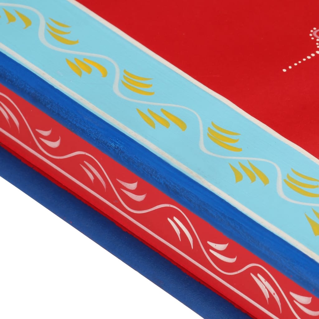 Mesa De Centro Madera Maciza De Mango Rojo Pintada A Mano_3