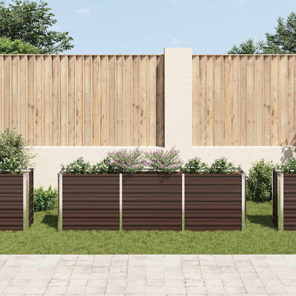Arriate De Jardín De Acero Galvanizado Marrón 240x40x77 Cm_2