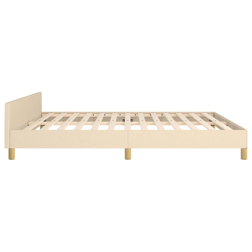 Estructura De Cama Con Cabecero De Tela Color Crema 160x200 Cm / Vetonek_2