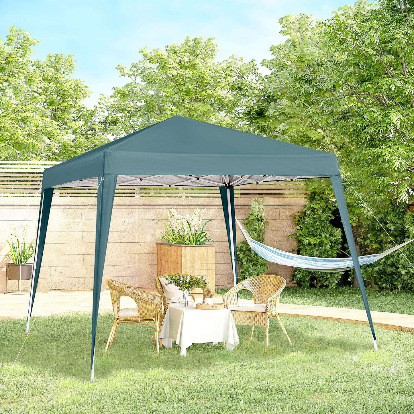 Outsunny Carpa Plegable 2,4x2,4m De Jardín Diseño Pop Up Cenador De Acero Y Tela_1