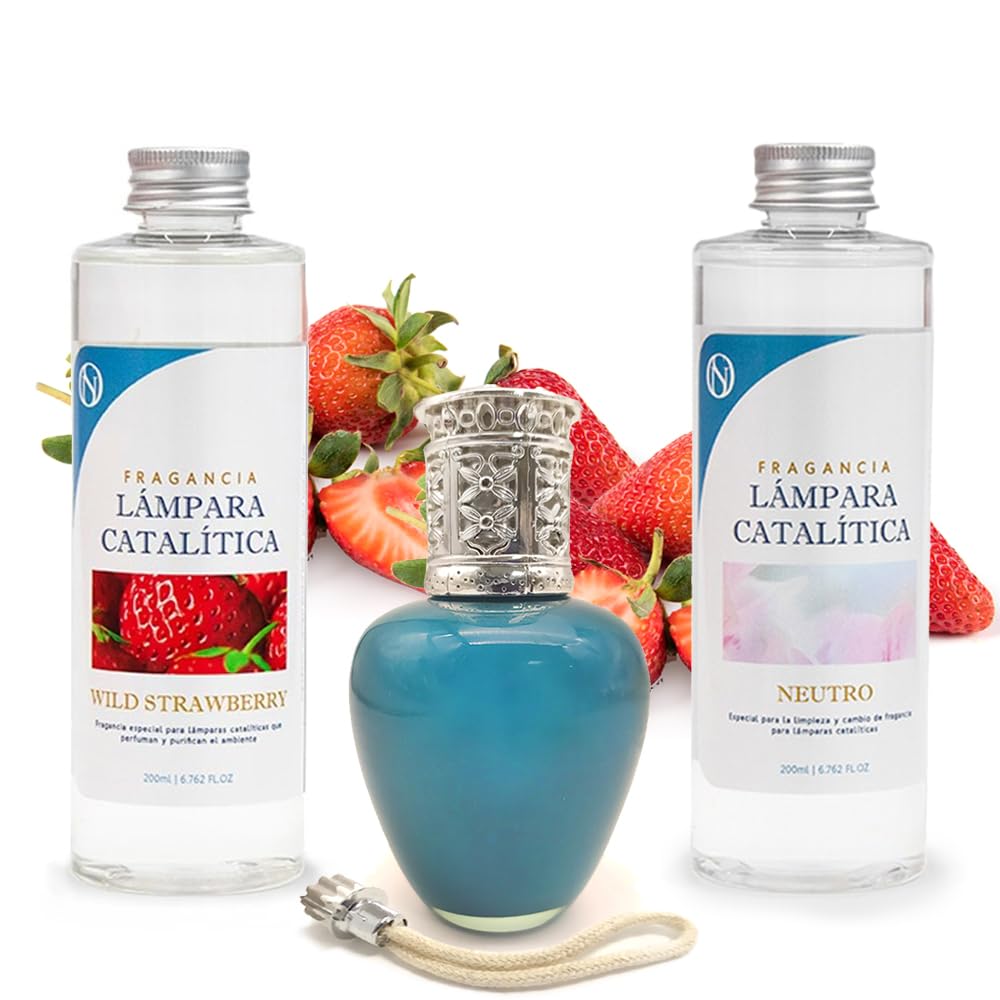 Pack Ahorro Lámpara Catalítica Aqua Marina + Fragancia Wild Strawberry 500ml + Limpiador Neutro 200ml + Mecha Repuesto_0