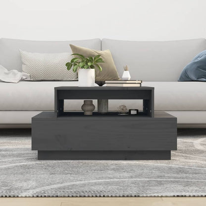 Mesa De Centro Madera Maciza De Pino Gris 80x55x40,5 Cm_1