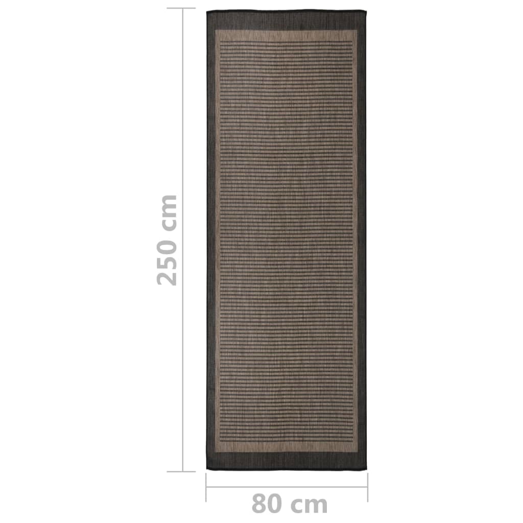 Alfombra De Exterior De Tejido Plano Marrón Oscuro 80x250 Cm_5