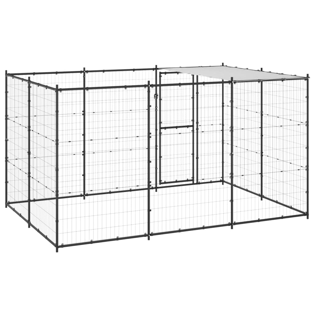 Vidaxl Perrera De Exterior De Acero Con Techo 7,26 M²_3