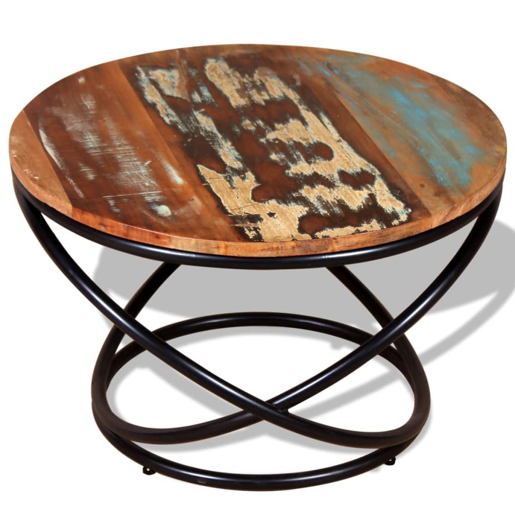 Mesa De Centro De Madera Maciza Reciclada 60x60x40 Cm_3