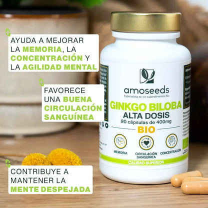 Ginkgo Biloba Bio, Alta Dosis | 90 Cápsulas_2