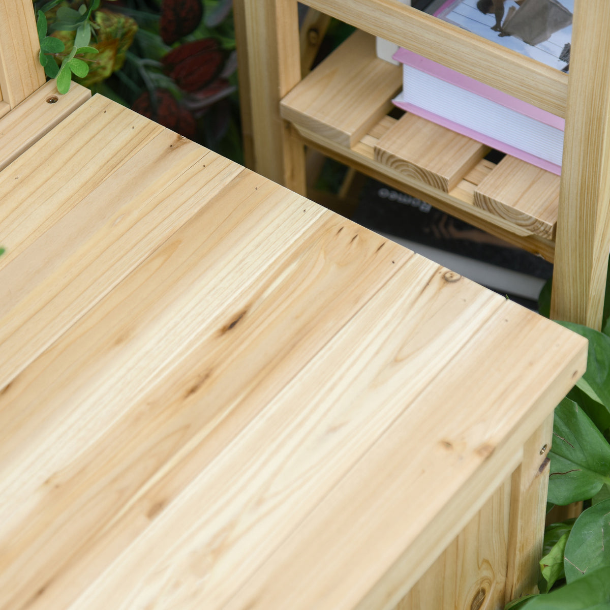 Outsunny Banco De Jardín De Madera Con Caja De Almacenaje 115x45x75 Cm Natural_3