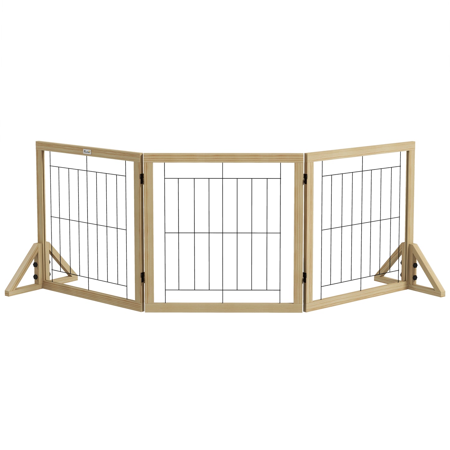 Pawhut Barrera Para Perros Plegable De 3 Paneles 210x44x70 Cm Madera Natural_0