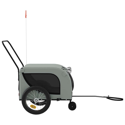 Remolque De Bicicleta Mascotas Hierro Tela Oxford Gris Negro_4
