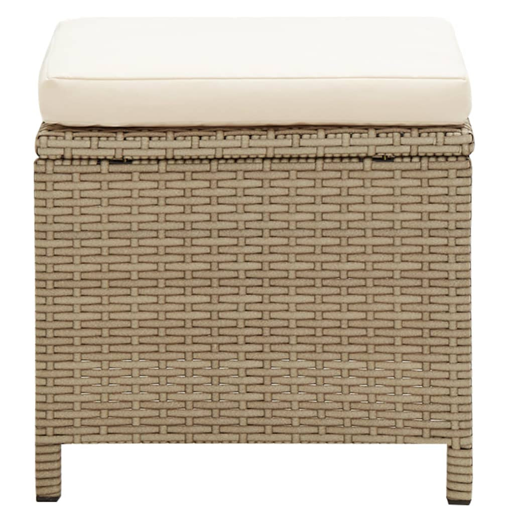 Vidaxl Taburetes De Jardín 4 Unidades Y Cojines Ratán Sintético Beige_3
