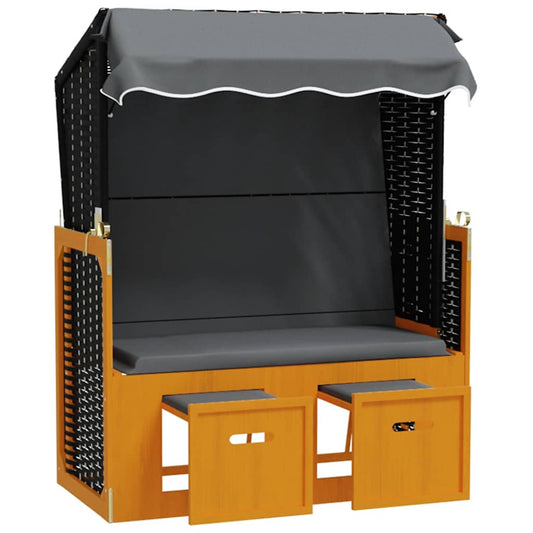 Silla Strandkorb Dosel Ratán Sintético Madera Negro Antracita_0
