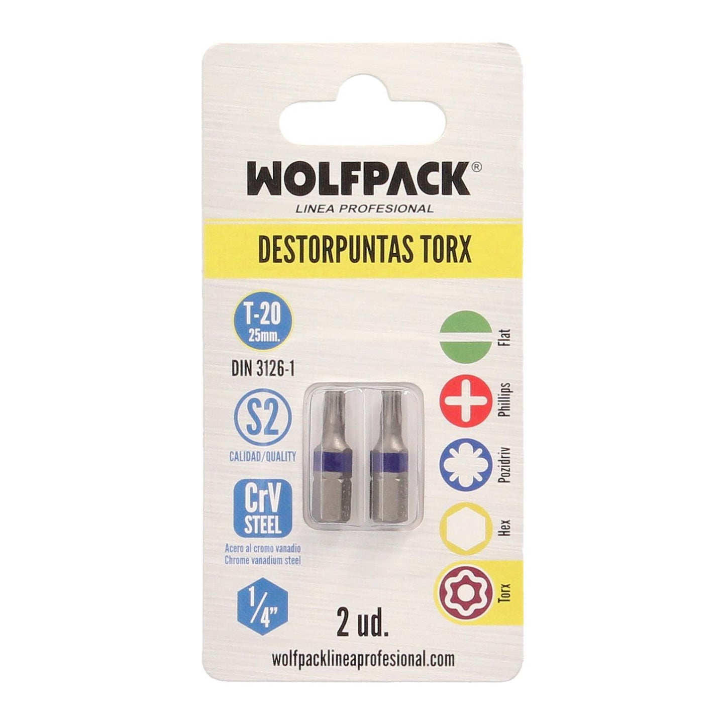 Puntas Destornillador Torx 20 Inviolable (2 Piezas). Acero S2 Al Cromo Vanadio. Puntas Hexagonales, Destorpuntas,_2