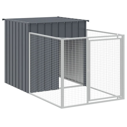 Vidaxl Caseta Perros Con Corral Acero Galvanizado Gris 110x1221x110 Cm_5