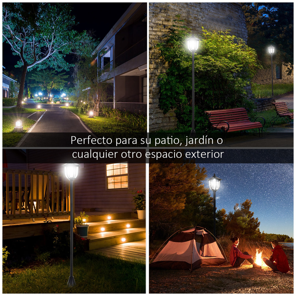 Farolas Solares Outsunny Abs Negro 26.5x26.5x177 Cm_3