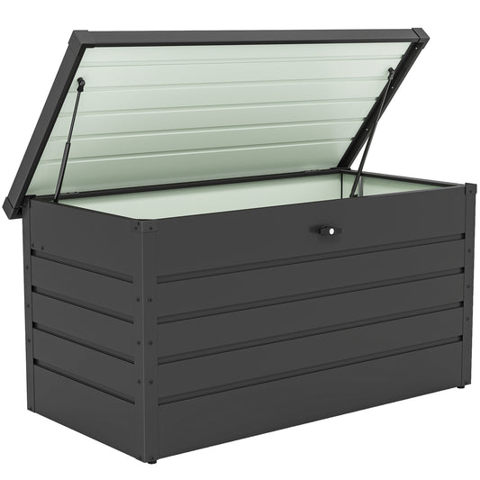 Outsunny Arcón Exterior 311l De Acero Con Cerradura Pistones Neumáticos Gris_0