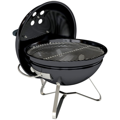 Outsunny Barbacoa De Carbón Portátil Redonda Con Rejilla Tapa Con Soporte Negro_0