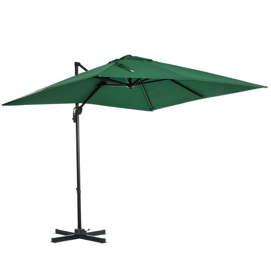 Outsunny Sombrilla De Jardín De Aluminio 245x245x248 Cm Con Manivela Verde_0