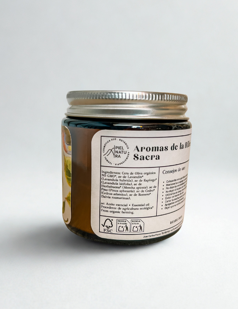 Vela Aromática Natural Aromas De La Ribeira Sacra Lavanda, Romero Y Pino Piel Natura 120 G_1