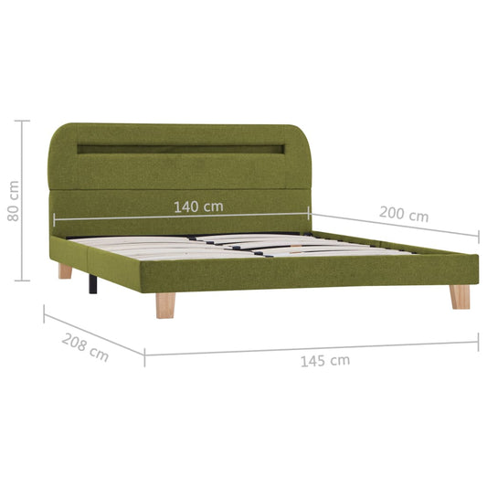 Estructura De Cama Con Led Sin Colchón Tela Verde 140x200 Cm / Vetonek_1