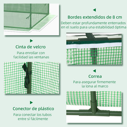 Outsunny Invernadero De Terraza 180x90x70 Cm Con 2 Ventanas Enrollables Verde_5