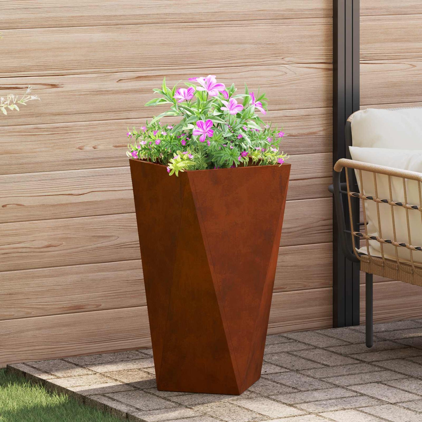 Jardinera 2 Pcs Oxidado 40 X 40 X 75 Cm Acero Autopatinable_3
