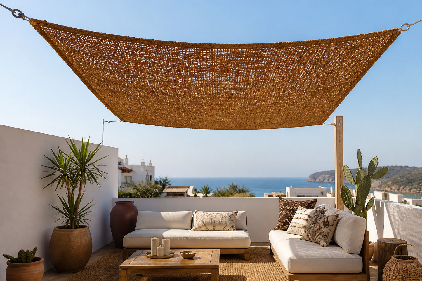 Toldo Vela Coco Natural 1x3 M 60% Ocultación Para Jardín Terraza Pérgola_2
