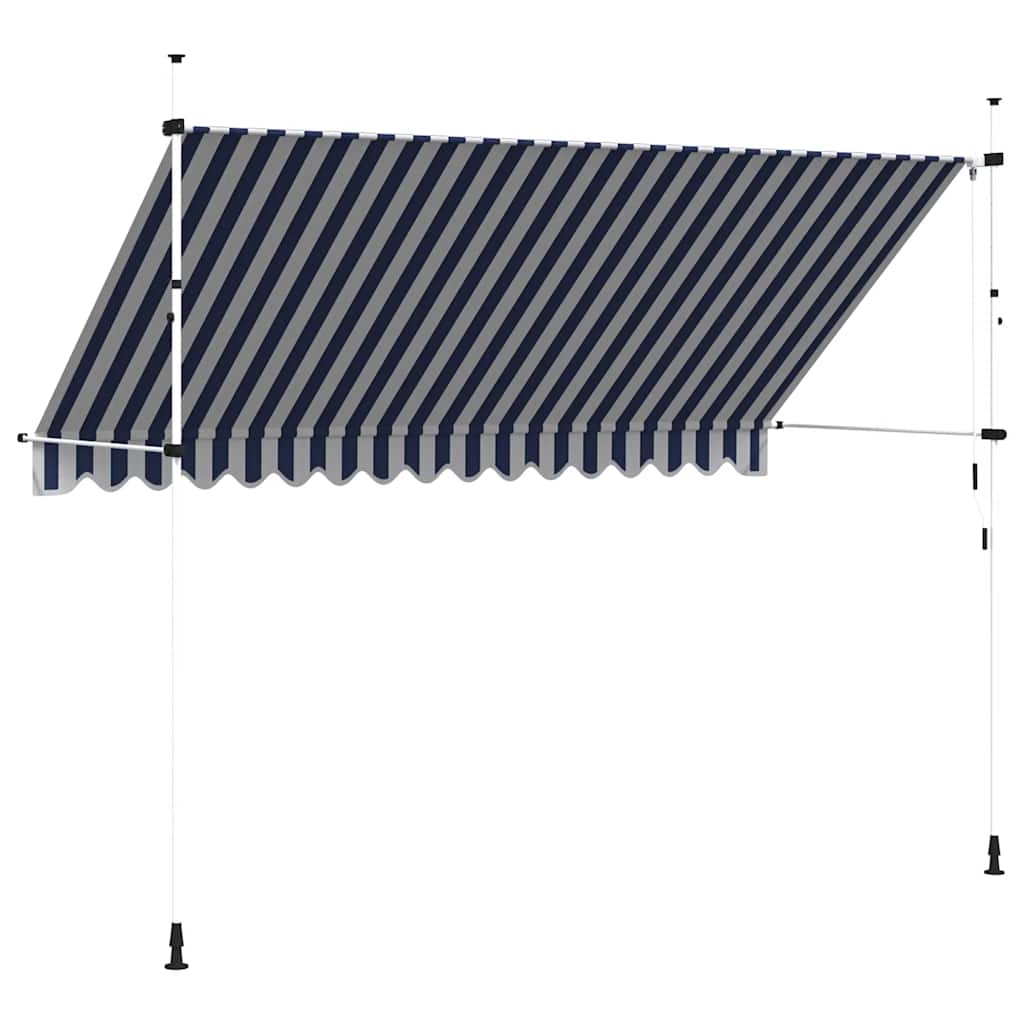 Toldo Manual Retráctil 350 Cm Azul Y Blanco A Rayas_4