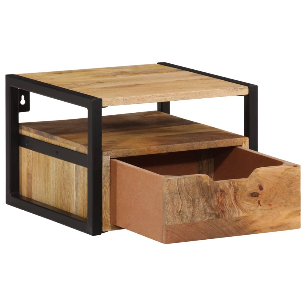 Mesita De Noche De Pared Madera Maciza De Acacia 35x35x25 Cm_0