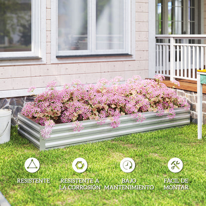 Outsunny Jardinera Exterior Grande De Acero Galvanizado Con Base Abierta Plata_5