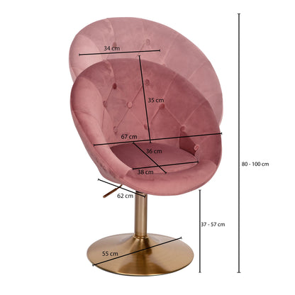 Silla Terciopelo Rosa / Dorado Giratoria_3