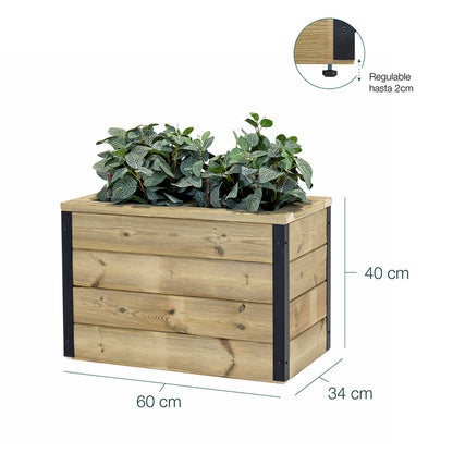 Jardinera De Madera Con Autorriego 60x34x40 Cm Nidum Hortalia_5