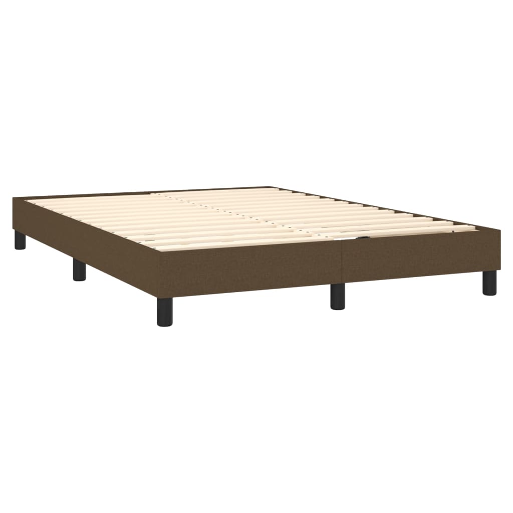 Cama Box Spring Con Colchón Led Tela Marrón Oscuro 140x190 Cm / Vetonek_4
