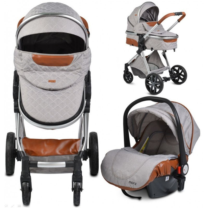 Carrito De Bebé Trío Convertible Con Detalles En Polipiel Alma Light Grey_0